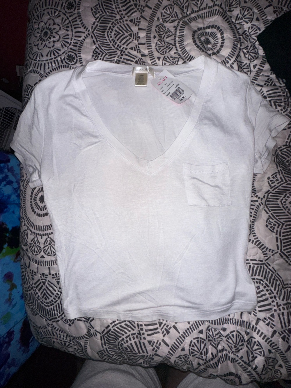 a'gaci 2 Piece White/Black V-Neck Pocket Tees